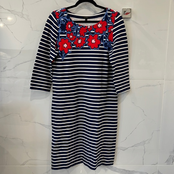 Talbots Stripes and Flowers Shift Dress - Size Medium - Picture 2 of 8